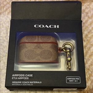 Coach Brown AirPods Pro Case with Keychain